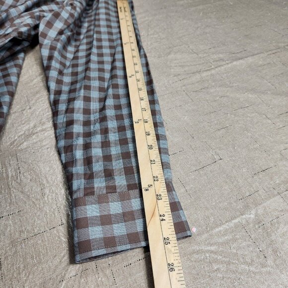 Roundtree & Yorke Mens SIZE XL Brown Checkered Button-Down Shirt Long Sleeve - Picture 10 of 10